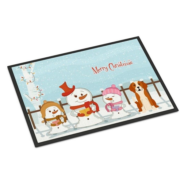 Carolines Treasures Merry Christmas Carolers English Foxhound Indoor or Outdoor Mat, 18 x 0.25 x 27 in. BB2441MAT - main